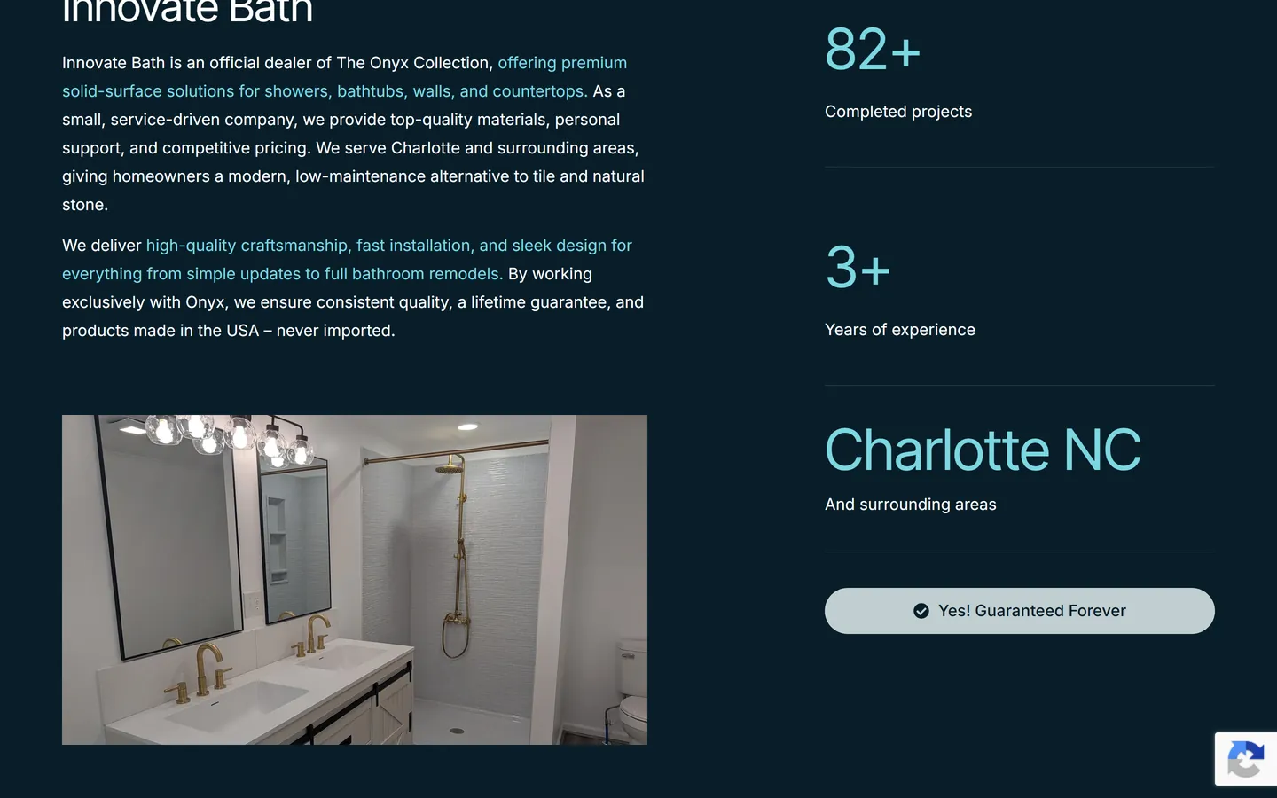 Sekcia s dôkazmi Innovate Bath