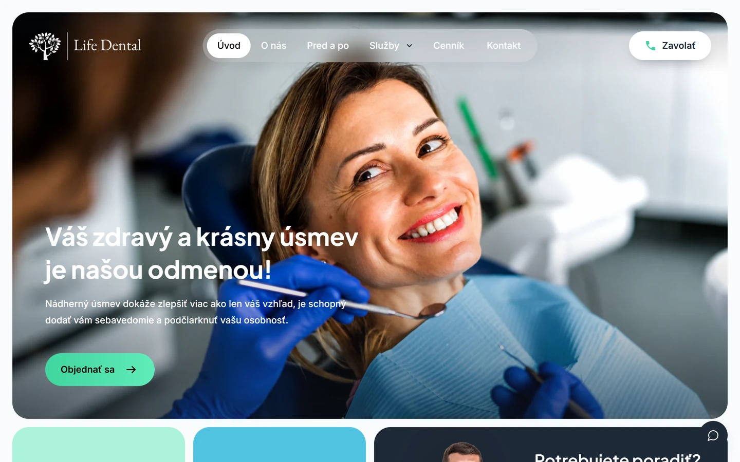 Webstránka LifeDental po redizajne