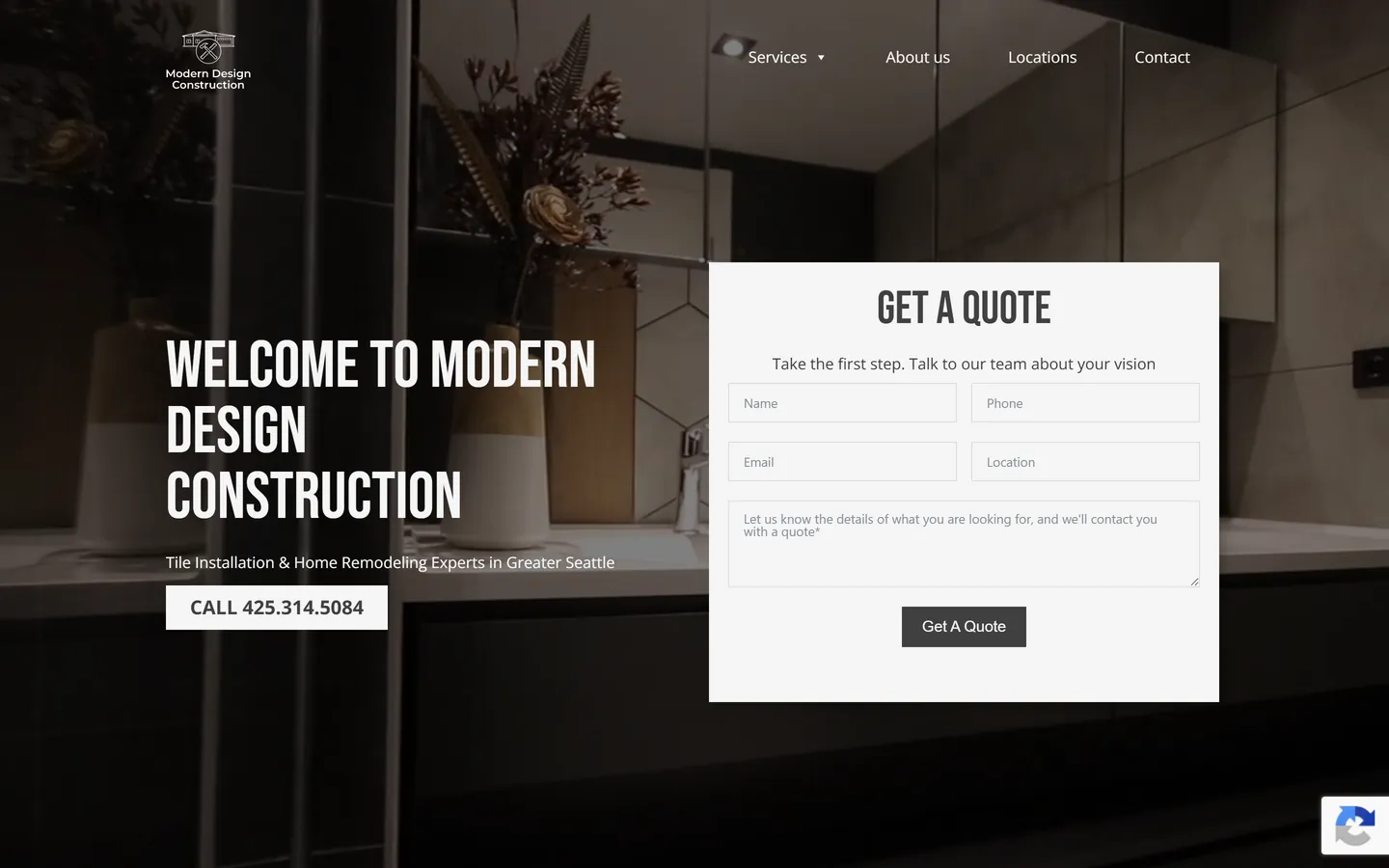 Domovská stránka Modern D Construction v aktuálnej podobe