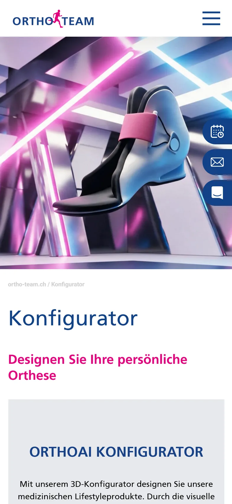 The ORTHO-TEAM Gruppe home page on a phone