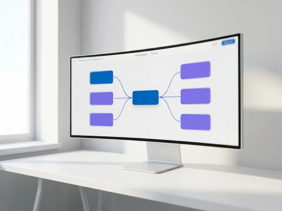 Automatizačný workflow z prepojených uzlov na širokom monitore