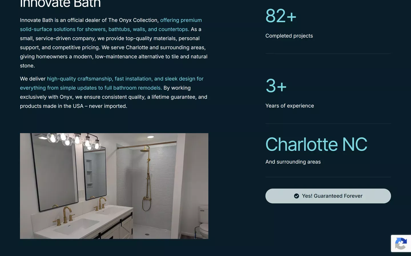 Sekcia s dôkazmi Innovate Bath