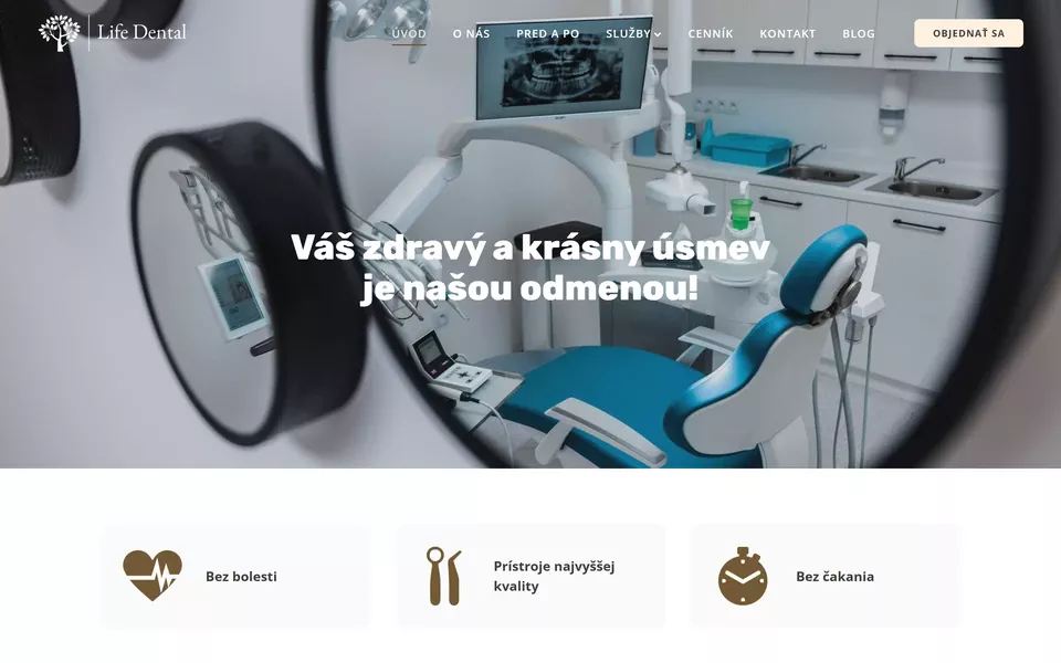 Webstránka LifeDental pred redizajnom