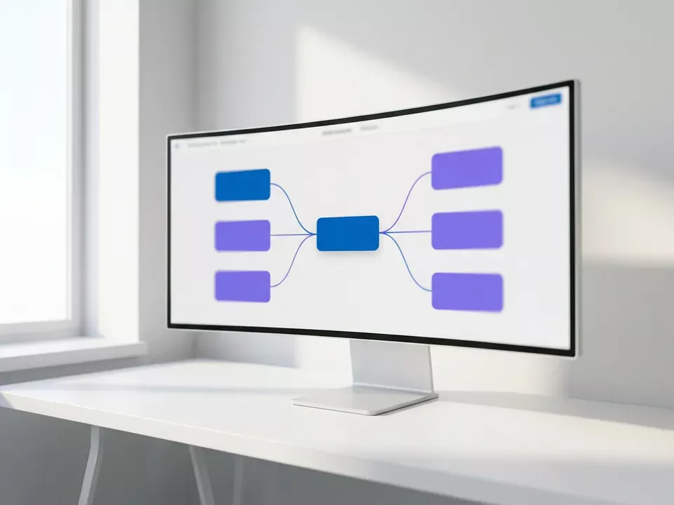 Automatizačný workflow z prepojených uzlov na širokom monitore